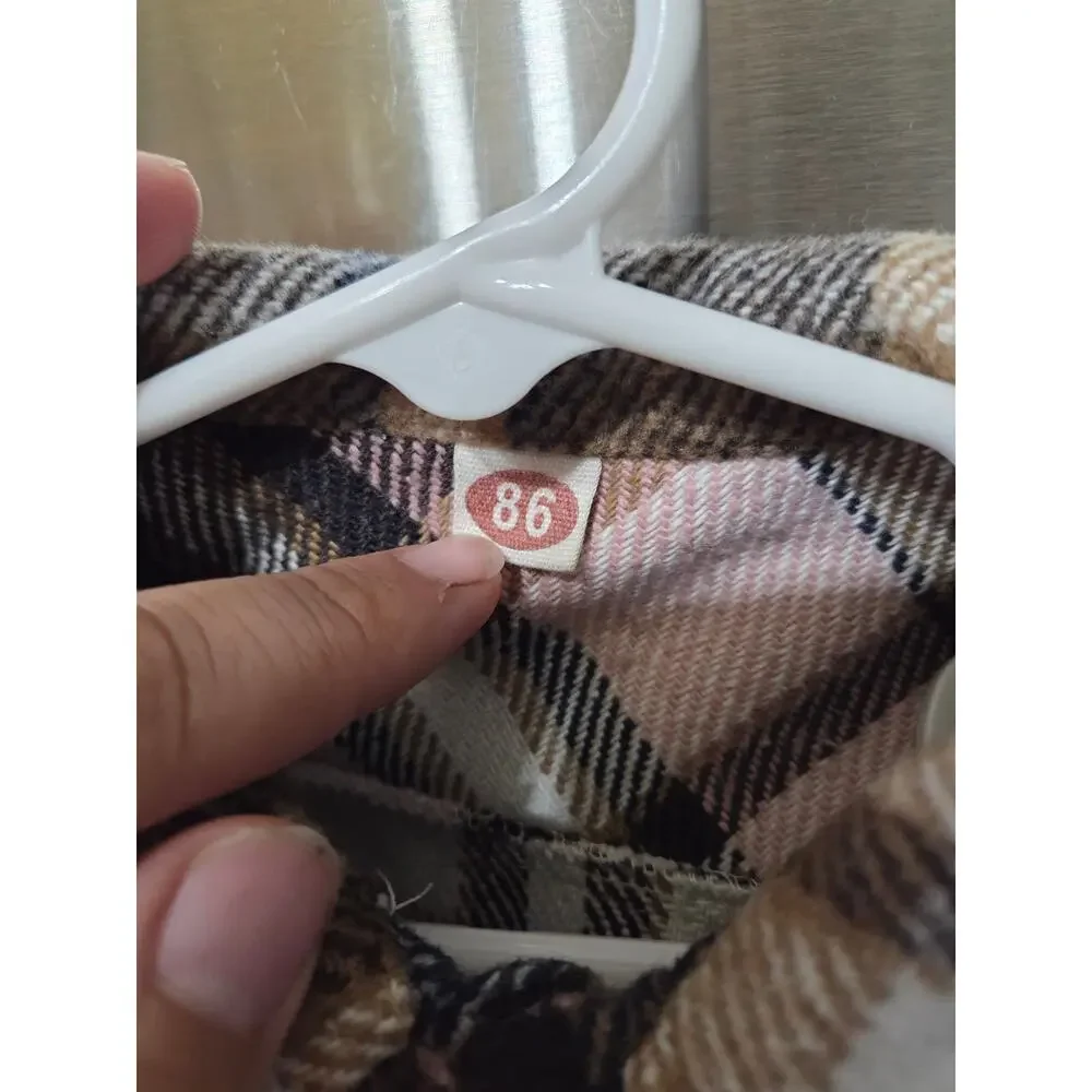 5/$15 Pink and Brown Plaid Flannel - 18mo